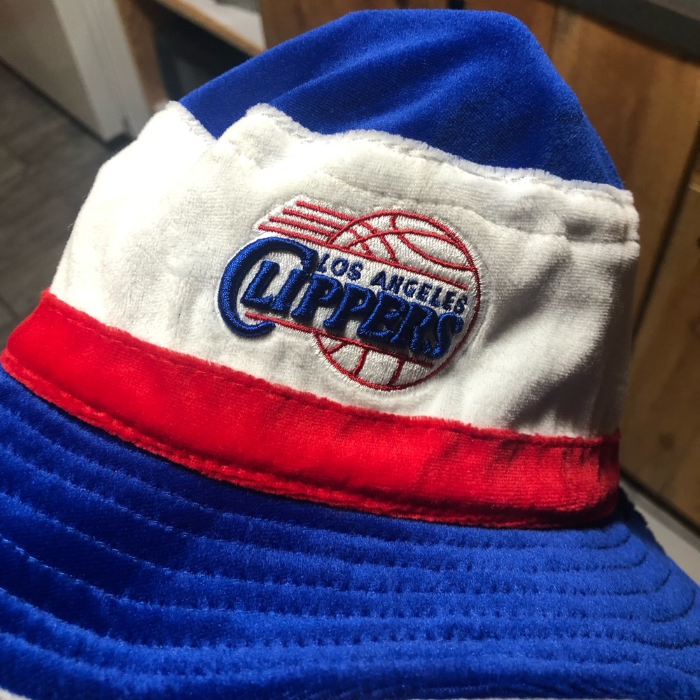 VTG Los Angeles Clippers New Era Velour Size M/L Unifit Fuzzy Bucket Hat Cap